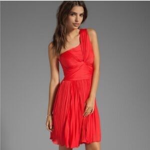 Halston Heritage Coral Pleated Dress